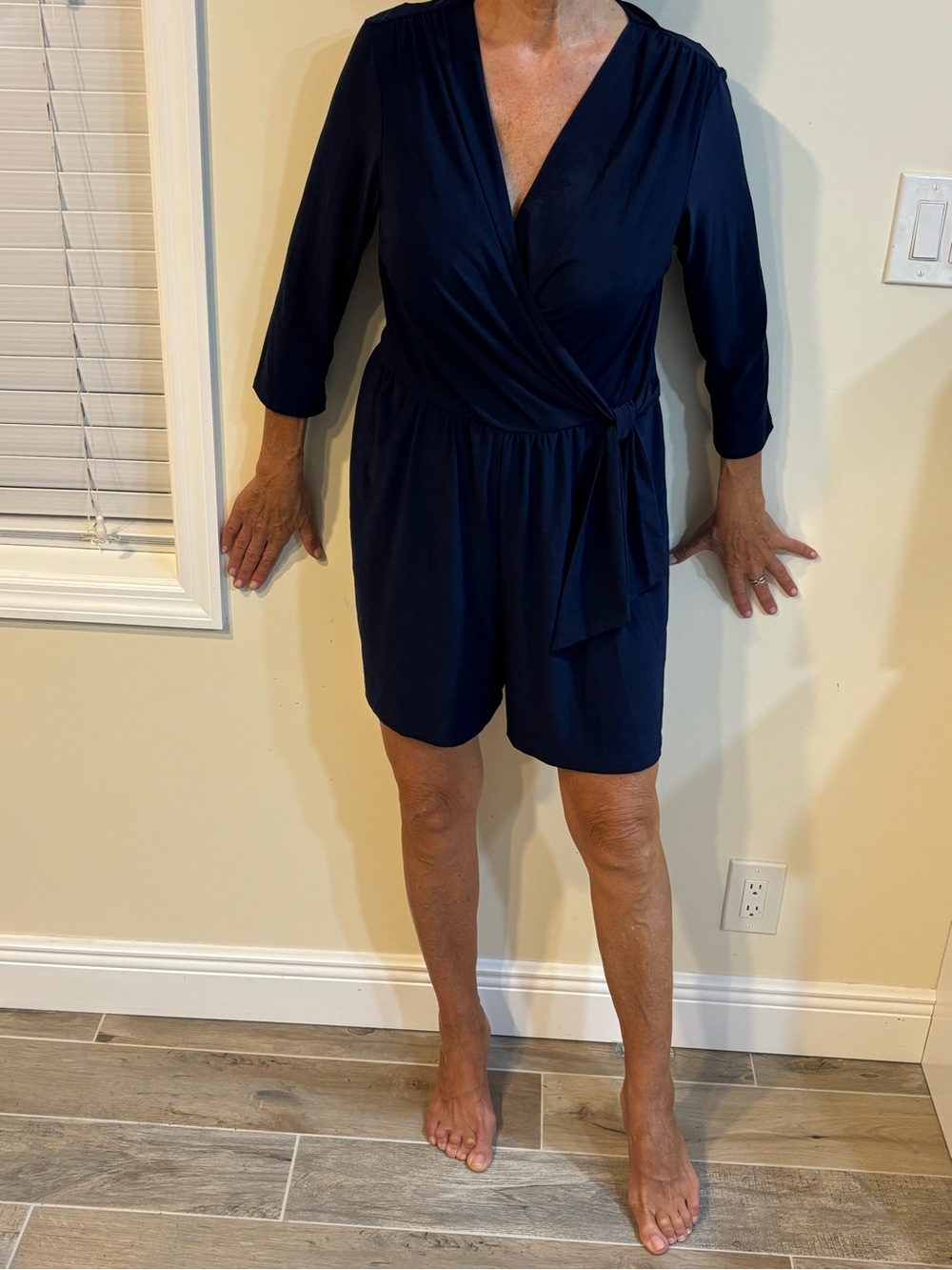 Wrap-Front Navy Women's Romper
